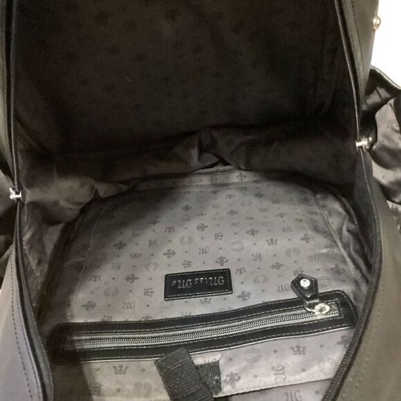 Miss Me Heather Ikat Embroidered Sequin Studded Black Faux Leather Backpack - Picture 9 of 12